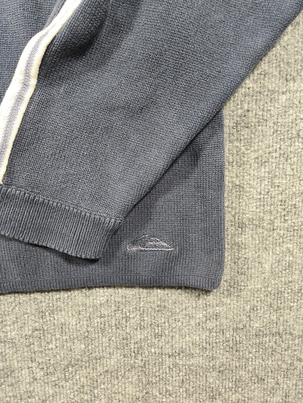 Vintage Quiksilver 90s Knit Sweater Large Blue Boxy Striped Crewneck Skater Surf - Picture 4 of 13